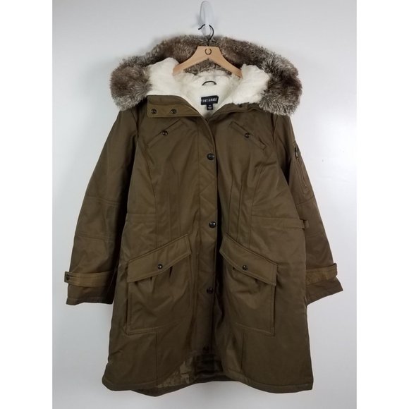 Centigrade Jackets & Blazers - Centigrade Women's Sz. 2X Olive Parka Coat with Faux Fur Details NEW